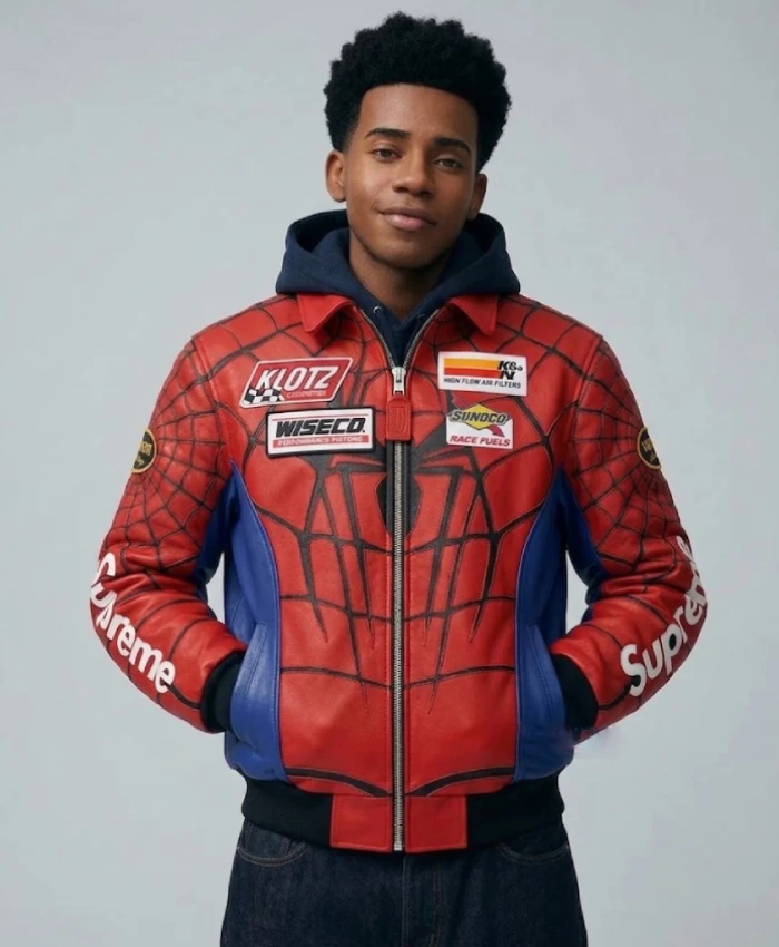 Supreme x Vanson Spiderman Jacket | Real Leather | Red & Black