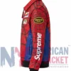 Supreme Spider-Man leather jacket with full sleeves and two outside pockets