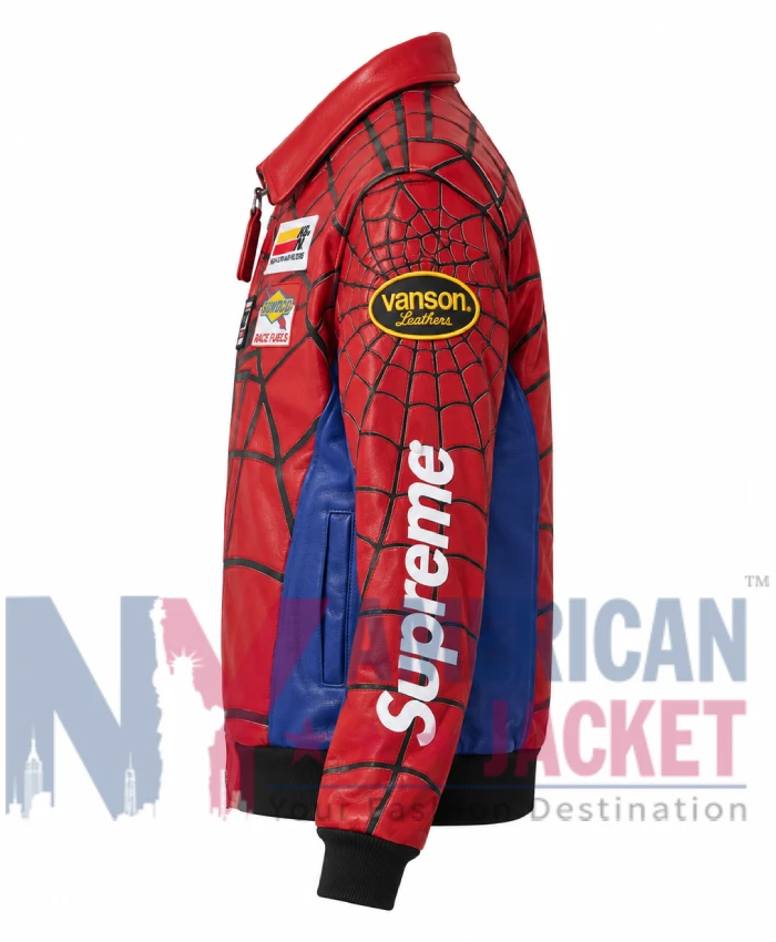 Supreme x Vanson Spiderman Jacket | Real Leather | Red & Black