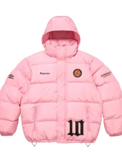 Supreme Umbro Pink Puffer Hooded Jacket