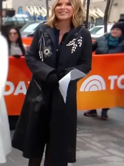 The Today Show Jenna Bush Hager Charcoal Gray Floral Coat