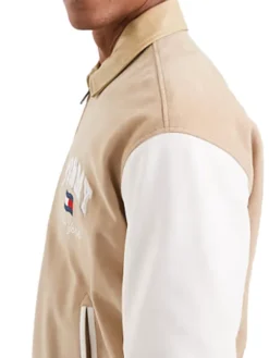 Tommy Jeans Beige And White Varsity Jacket For Sale