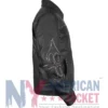 VIVET Black Leather Jacket for men and women with viscose lining, open-hem cuffs, and two pockets
