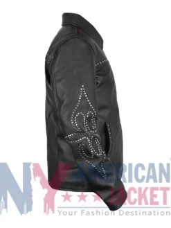 VIVET Black Leather Jacket for men and women with viscose lining, open-hem cuffs, and two pockets