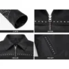 VIVET Signature Black Leather Jacket - Closeup view