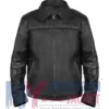 VIVET Signature Black Real Leather Jacket front view with classic collar and YKK zipper closure