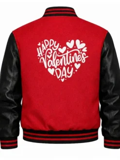 Valentine's Day Red And Black Varsity Jackets