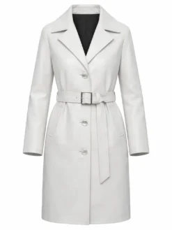 White Leather Trench Coat