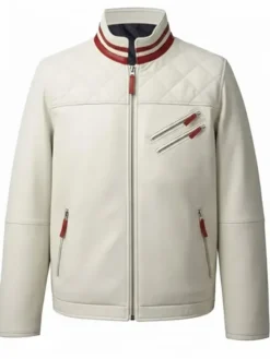 White Quilted Motorcycle Jacket