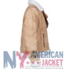 Women's Brown Suede With Biker Jacket White Fur