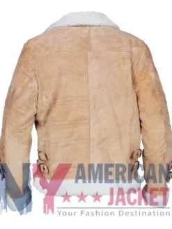 Women's Brown White Suede With Biker Jacket Fur