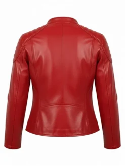 Women's Cafe Racer Red Leather Jacket