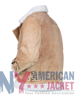 Women's With Brown Suede Biker Jacket White Fur
