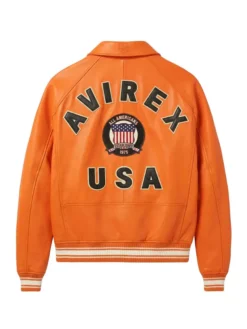 avirex icon bomber leather orange jacket