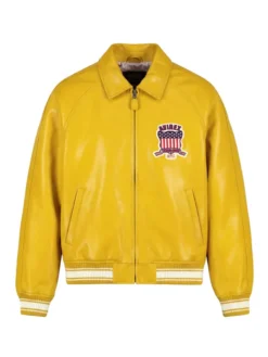 avirex mustard icon leather bomber jacket