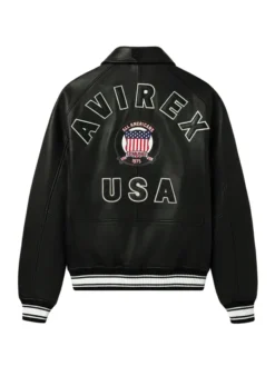 black avirex icon leather jacket
