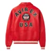 red avirex icon leather jacket