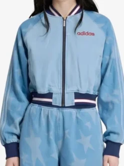 Adidas SST Denim Graphic Bomber Varsity Jacket