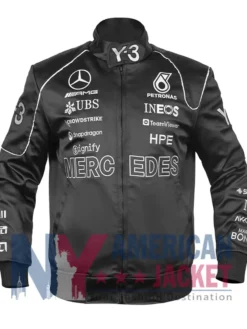 Black Y3 X Amg X Mercedes-AMG Bomber Jacket