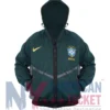 Brazil World Cup 2026 Mesh Anthem Green Jacket front view with hooded collar and YKK zipper closure