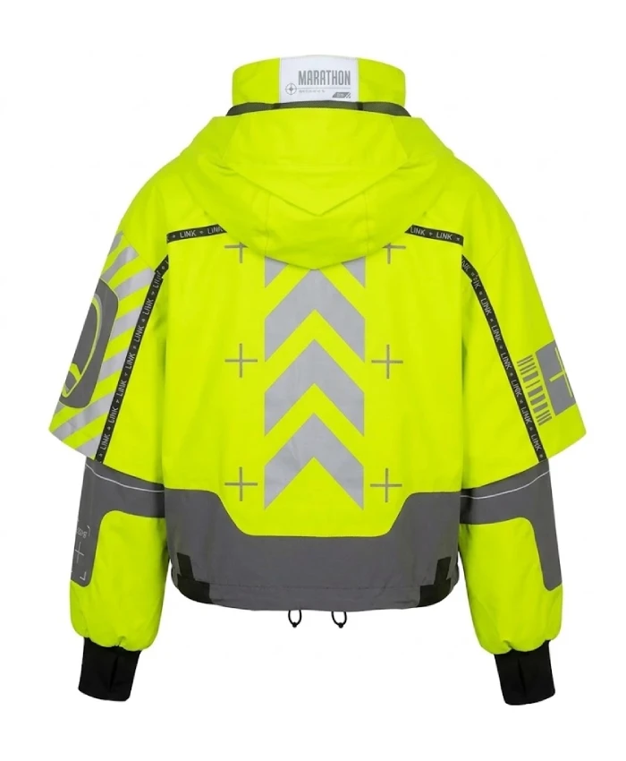 Bungie Yellow Marathon jacket with hooded collar and zipper closure