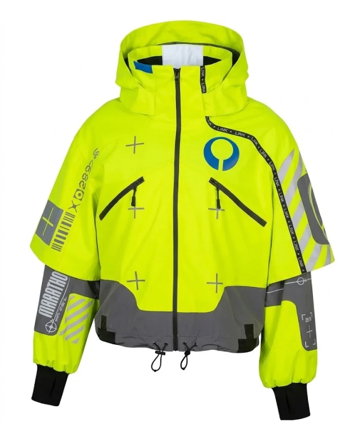 Yellow Marathon jacket with elastic cuffs and two outside pockets