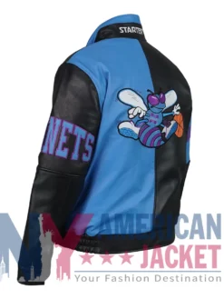 Charlotte Hornets Leather Vintage Zipper Jacket