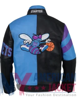 Charlotte Hornets Zipper Vintage Leather Jacket