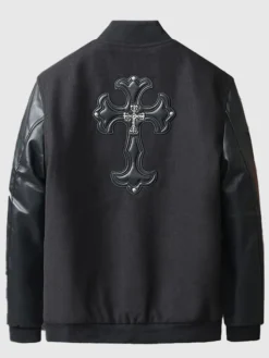 Chrome Cross Black Letterman Jacket