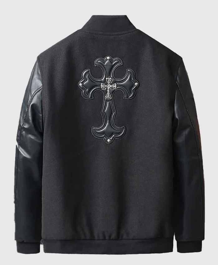 Chrome Cross Black Letterman Jacket