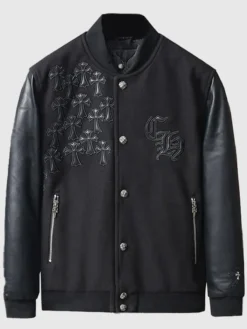Chrome Cross Letterman Black Jacket
