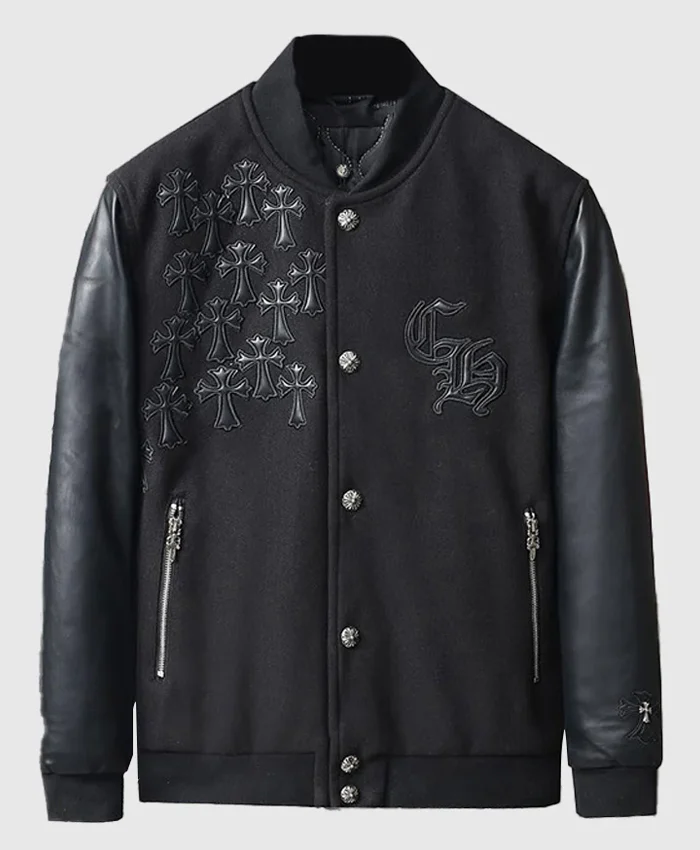 Chrome Cross Letterman Black Jacket