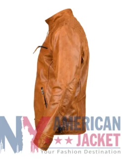 Distressed Ethan Cafe Racer Waxed Leather Jacket