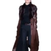 Emily Ratajkowski NYFW 2026 Leather Brown Coat
