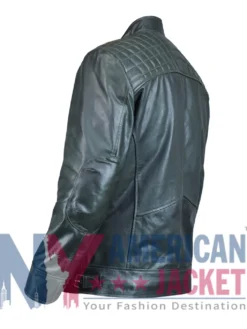 Ethan Distressed Cafe Racer Waxed Green Leather Jacket