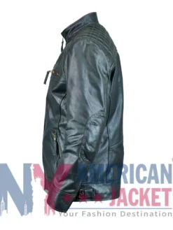 Ethan Distressed Leather Waxed Cafe Racer Green Jacket