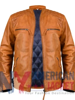 Ethan Distressed Leather Waxed Cafe Racer Jacket