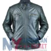 Ethan Distressed Waxed Cafe Racer Green Leather Jacket