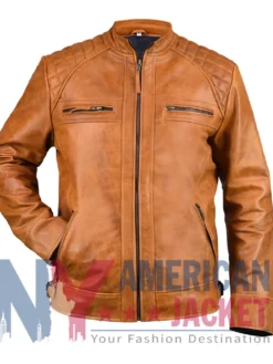 Ethan Distressed Waxed Cafe Racer Leather Jacket