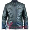 Ethan Distressed Waxed Leather Cafe Racer Green Jacket