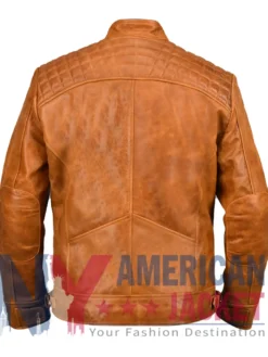 Ethan Distressed Waxed Leather Cafe Racer Jacket