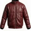Hyunjin Stray Kids Maroon Leather Jacket