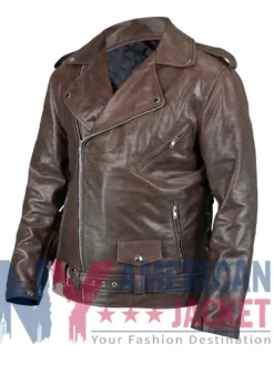 Men’s Biker Brown Vintage Distressed Leather Jacket