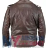 Men’s Vintage Distressed Brown Leather Biker Jacket