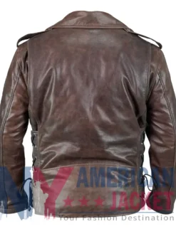 Men’s Vintage Distressed Brown Leather Biker Jacket