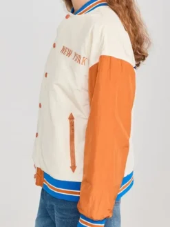 NBA Team New York Knicks Full-Snap Satin Varsity Jacket