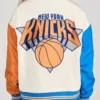 NBA Team New York Knicks Satin Full-Snap Varsity Jacket