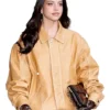 NYFW 2026 Emilia Mernes Brown Leather Jacket