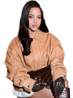 NYFW 2026 Emilia Mernes Leather Brown Jacket
