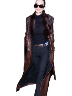 NYFW 2026 Emily Ratajkowski Brown Leather Coat